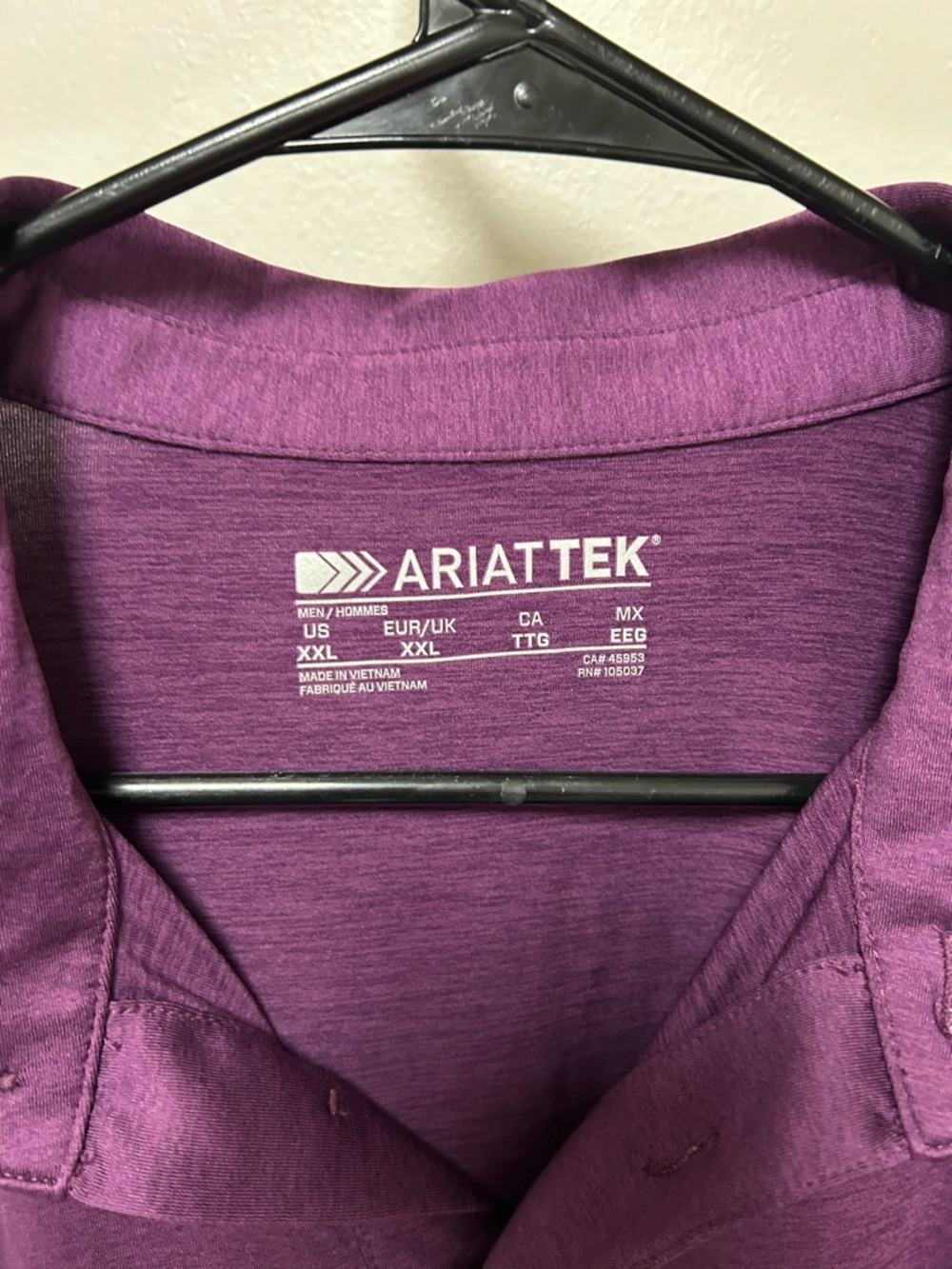 Ariat AriatTek Polo XXL Purple Golf Performance Shirt Moisture Wicking - Picture 4 of 6